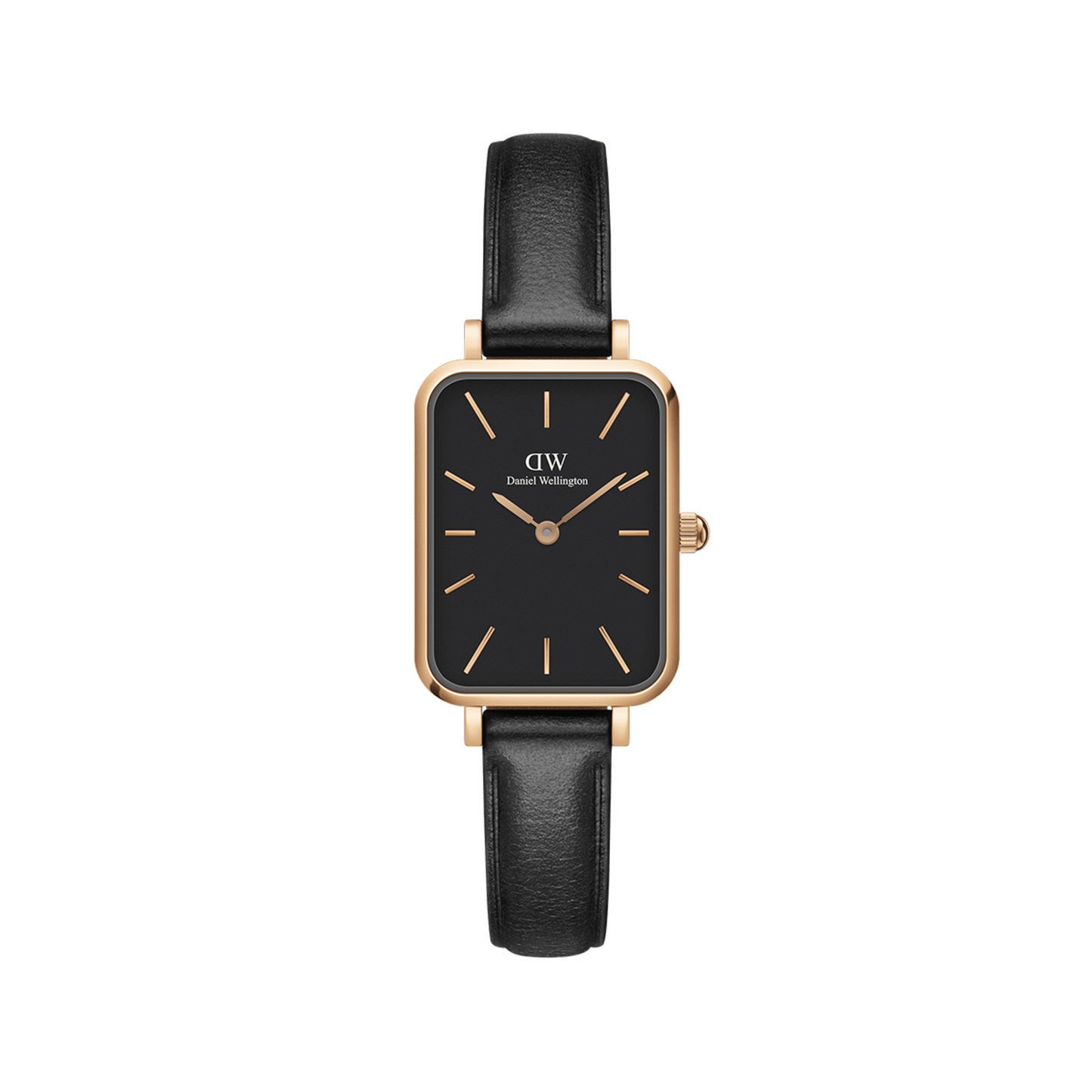 DW Quadro Pressed Sheffield Black Rose Gold Watch