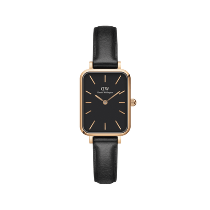 DW Quadro Pressed Sheffield Black Rose Gold Watch