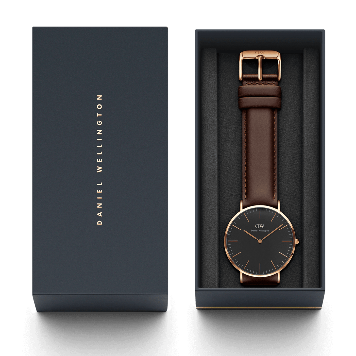DW Classic Bristol Black Rose Gold Watch