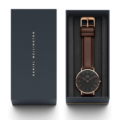 DW Classic Bristol Black Rose Gold Watch