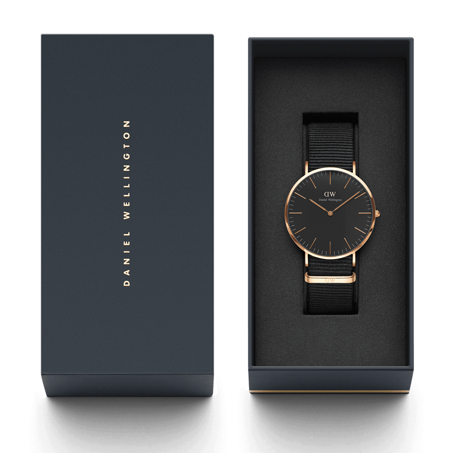 DW Classic Cornwall Black Rose Gold Watch