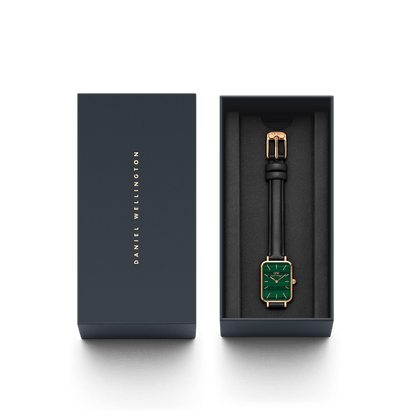 DW Quadro Pressed Sheffield Green Rose Gold Watch