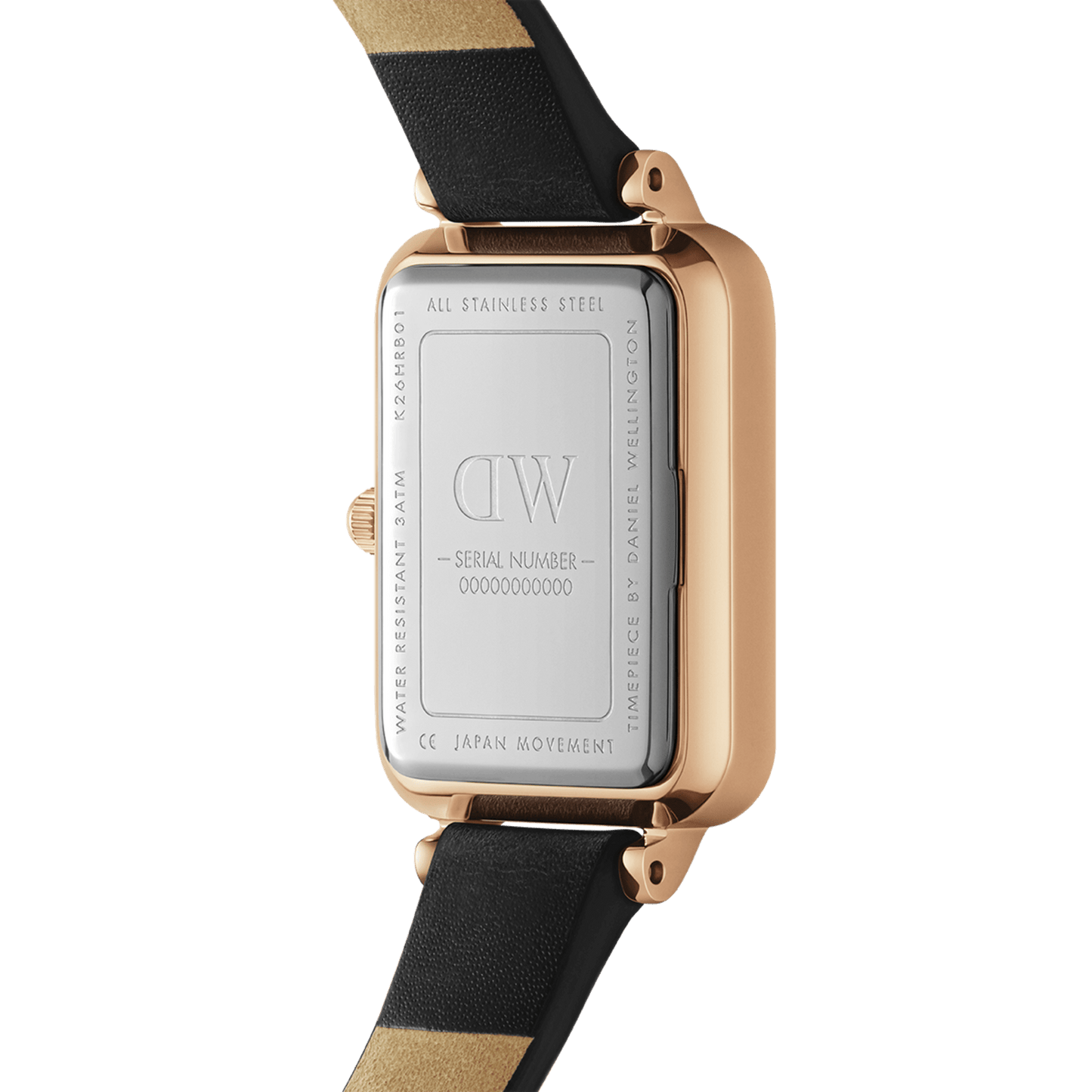 DW Quadro Pressed Sheffield Black Rose Gold Watch