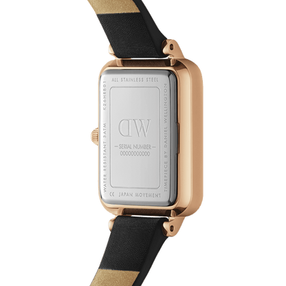 DW Quadro Pressed Sheffield Black Rose Gold Watch