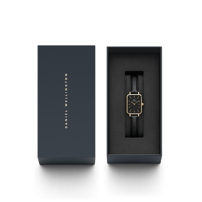 DW Quadro Pressed Sheffield Black Gold Watch