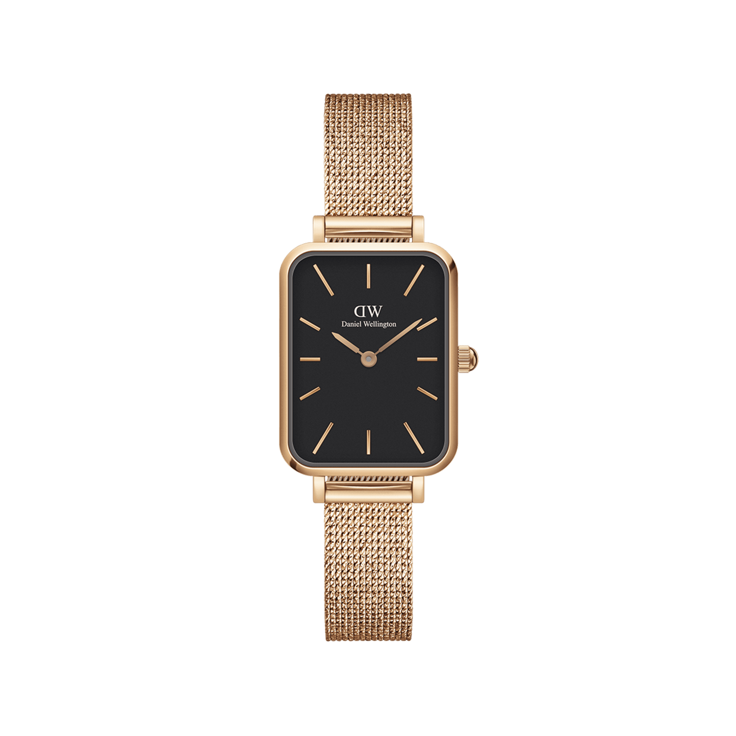 DW Quadro Pressed Melrose Black Rose Gold Watch