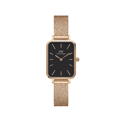 DW Quadro Pressed Melrose Black Rose Gold Watch