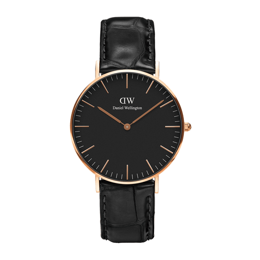 DW Classic Reading Black Rose Gold Watch