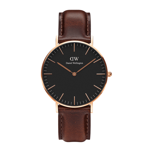 DW Classic Bristol Black Rose Gold Watch