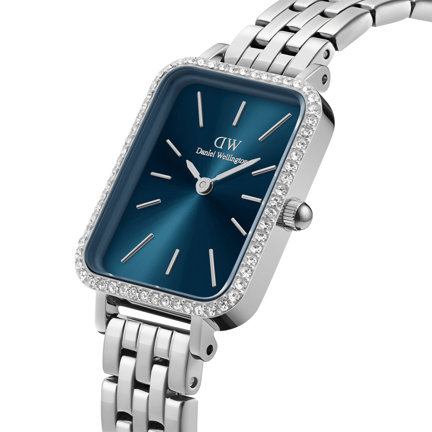 DW Quadro Lumine Bezel 5-Link Arctic Silver Watch