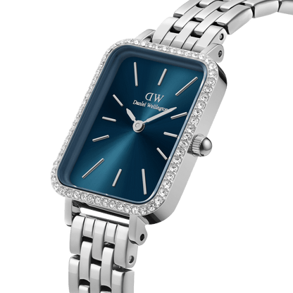 DW Quadro Lumine Bezel 5-Link Arctic Silver Watch