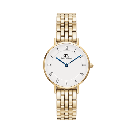 DW Petite Roman Numerals 5-Link Gold Watch