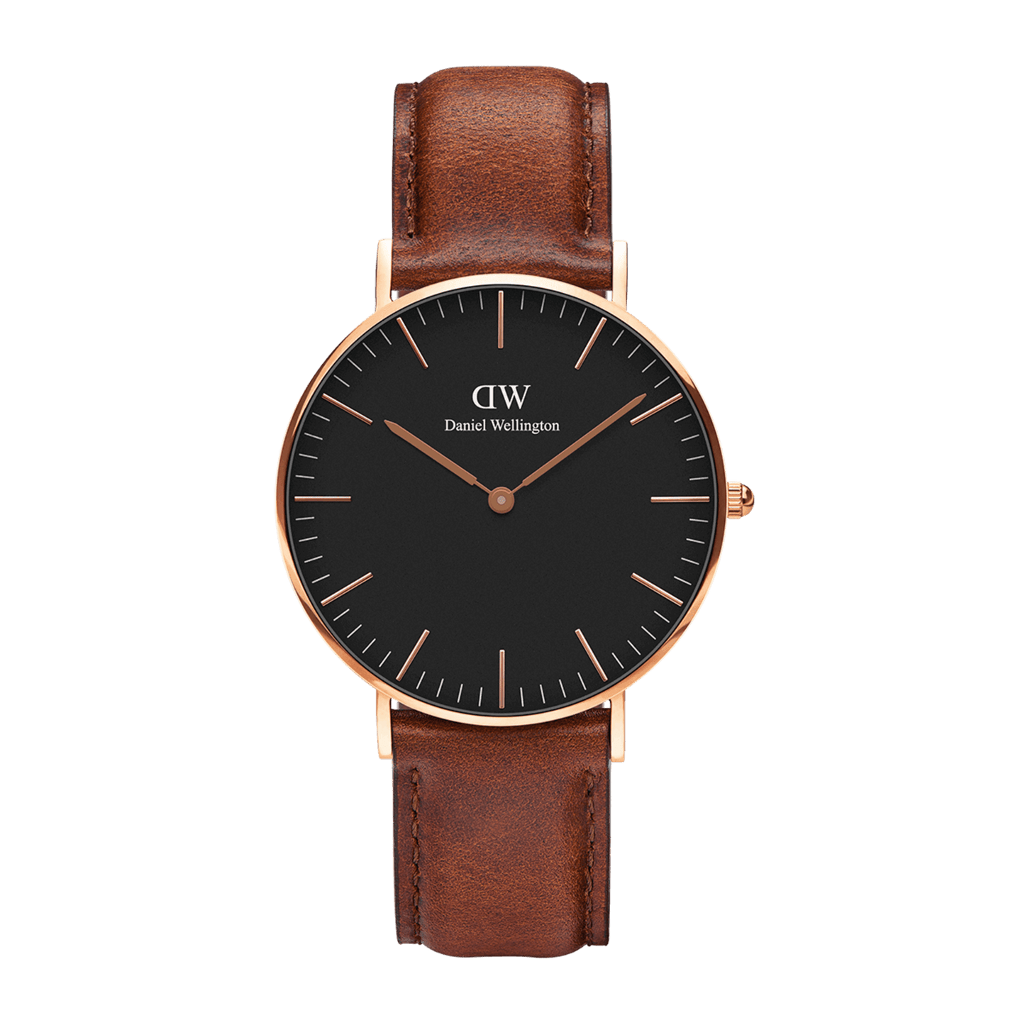 DW Classic St Mawes Black Rose Gold Watch