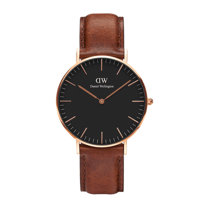 DW Classic St Mawes Black Rose Gold Watch