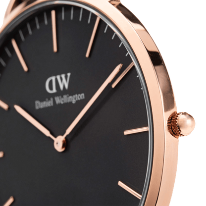 DW Classic Bristol Black Rose Gold Watch