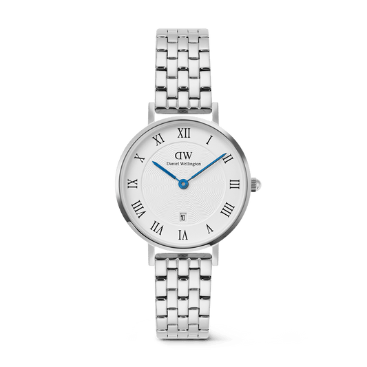 DW Petite Roman Numerals Date 5-link Silver Watch