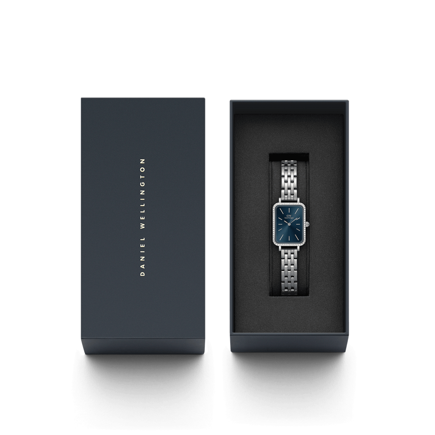 DW Quadro Lumine Bezel 5-Link Arctic Silver Watch